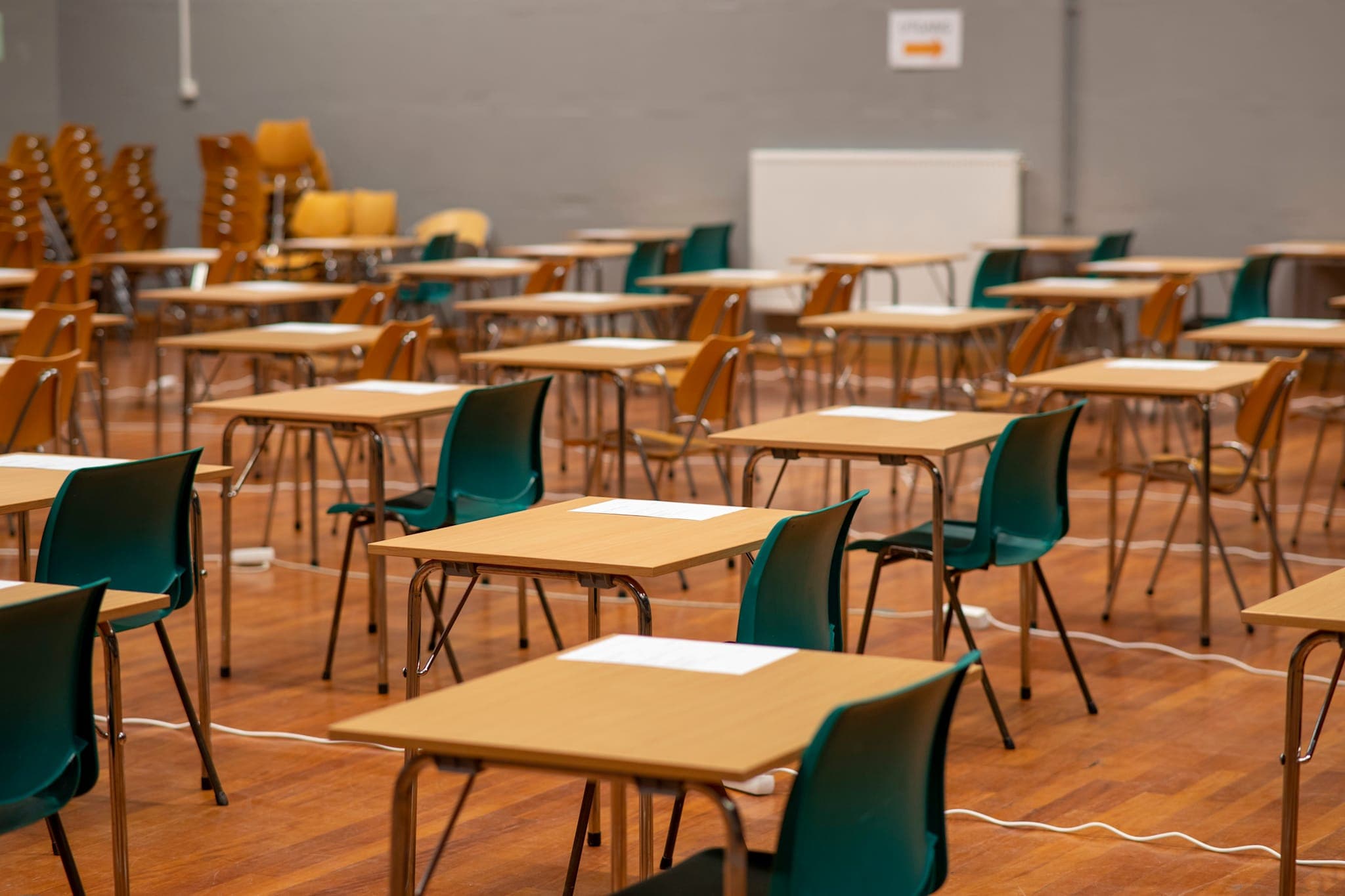 Curving abstract shapes with an orange and blue gradient